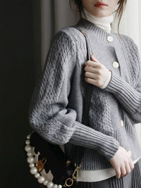 Lantern Sleeve Knitted Cardigan_BDHL6873