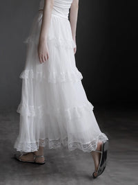 Mesh Lace Medium Length Skirt_BDHL7417