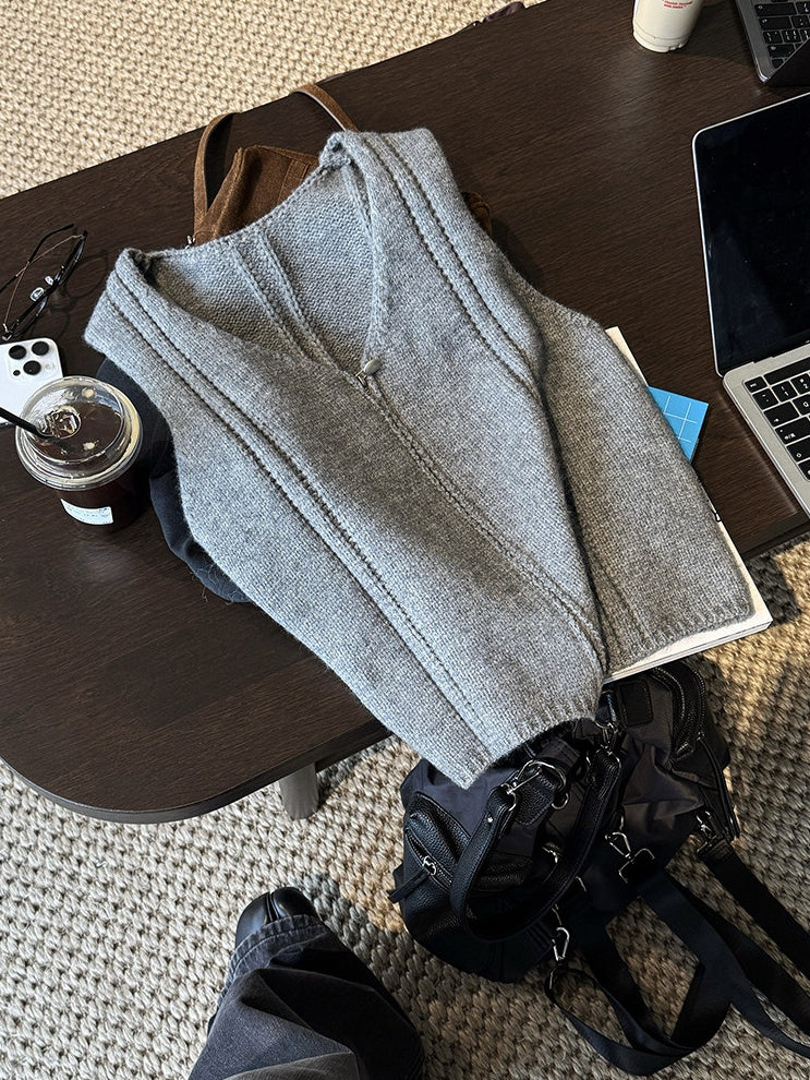 Double-Zip Sleeveless Tops_BDHL8150