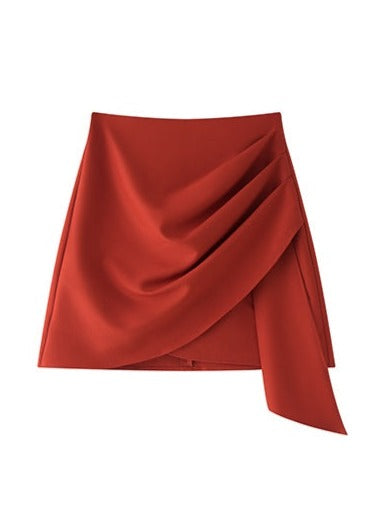 Draped Red Tight Skirt_BDHL6009