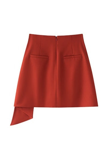 Draped Red Tight Skirt_BDHL6009