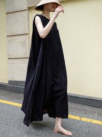 Loose Slit Sleeveless Dress_BDHL6266