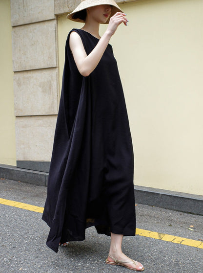 Loose Slit Sleeveless Dress_BDHL6266