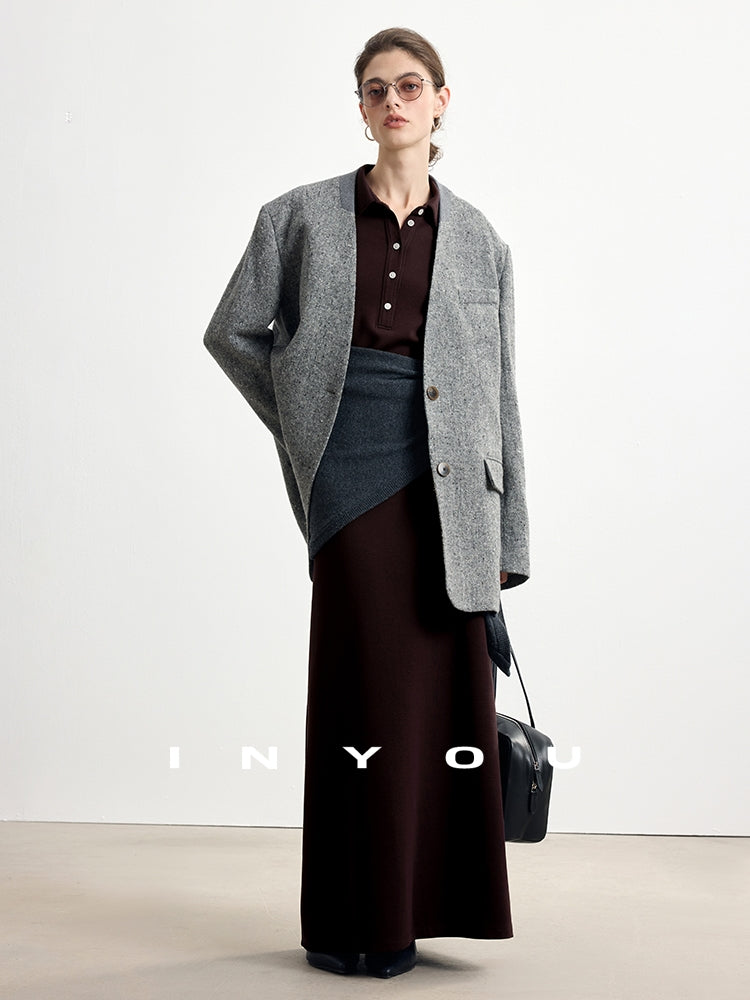 Polo Lapel Slim Long Dress_BDHL7753