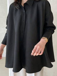 Long Sleeve Chiffon Cape Shirt_BDHL6283