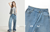 Straight Floor-Length Denim Pants_BDHL6951