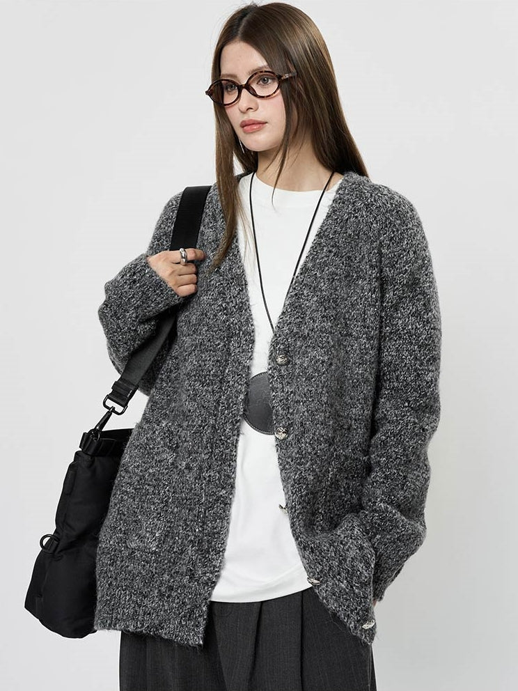 V-Neck Sequin Knit Thick Cardigan_BDHL6895