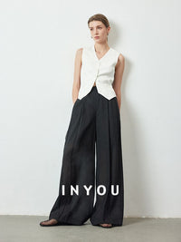 High Waist Draped Mop Pants_BDHL6150