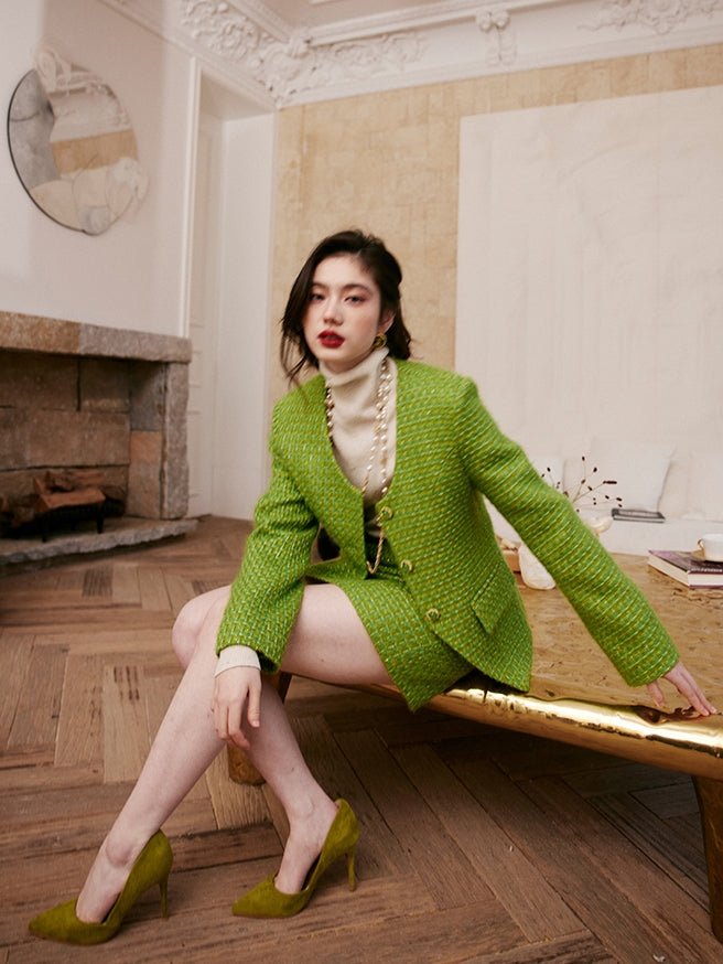 Green Tweed Jacket Or Skirt_BDHL6842