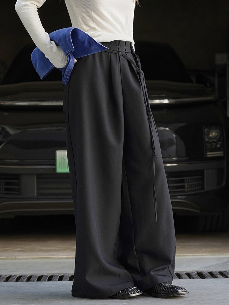 Pleated Side-Drape Pants_BDHL7773