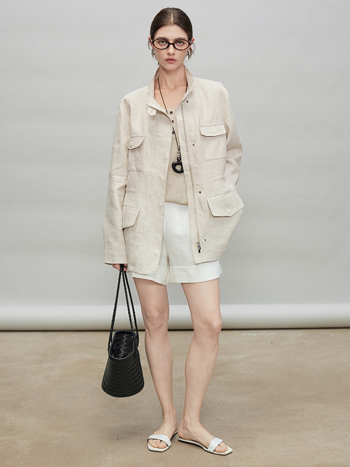 Stand-Up Collar Shirt Jacket_BDHL7278