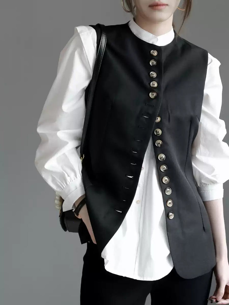 Stand Collar Shoulder Design Shirt_BDHL7015