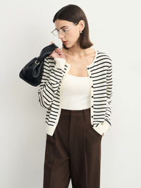 Stripe Round-Neck Cardigan_BDHL6621