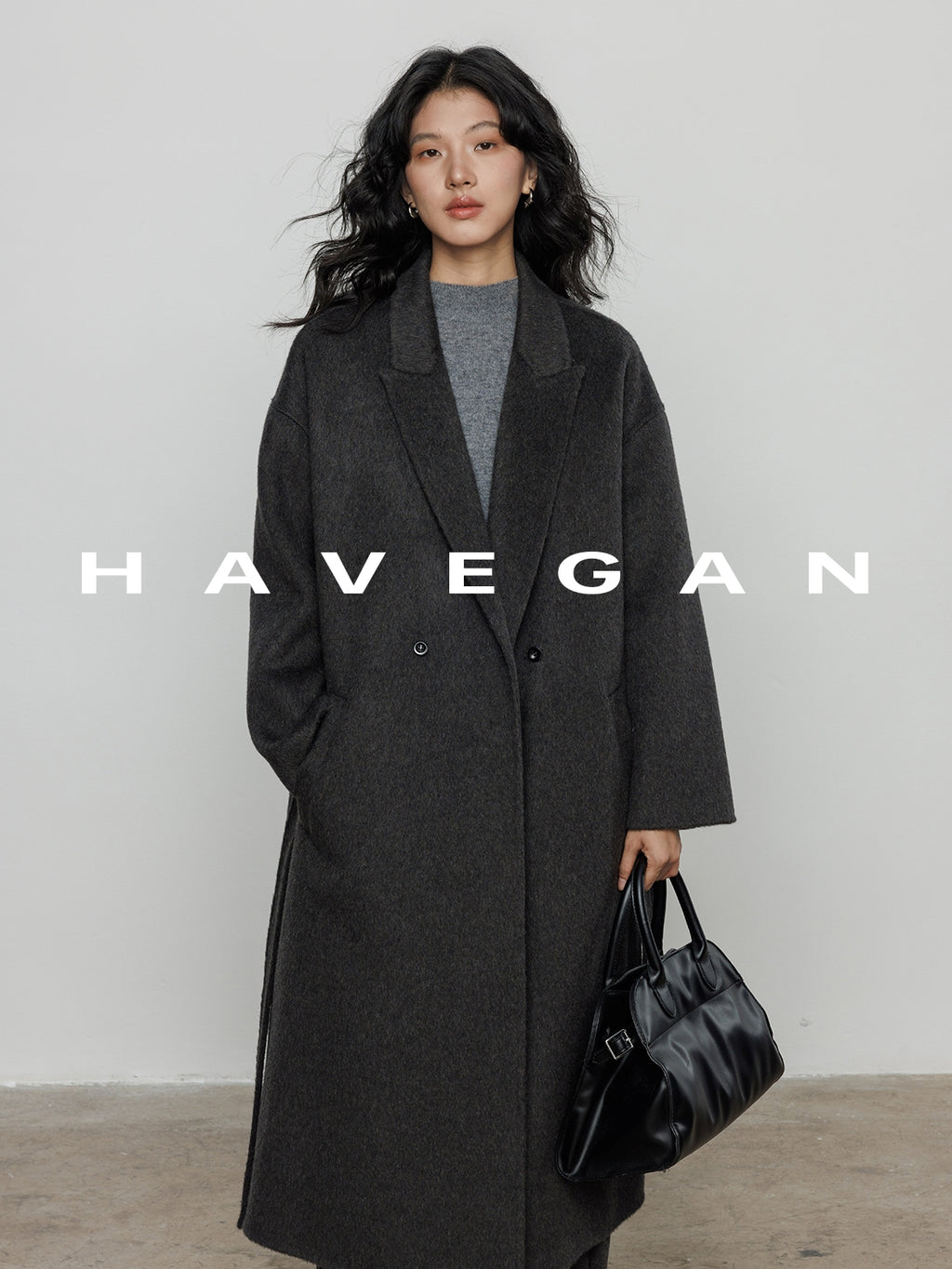 翻領腰帶長版大衣_BDHL7890