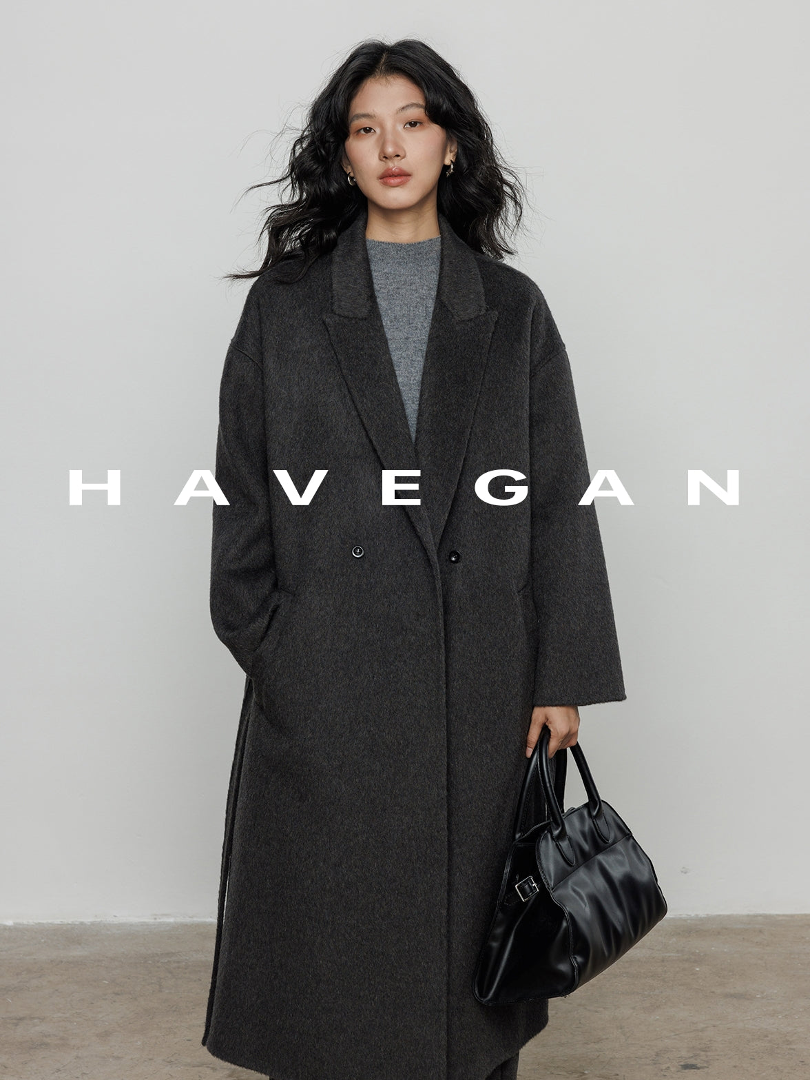 翻領腰帶長版大衣_BDHL7890