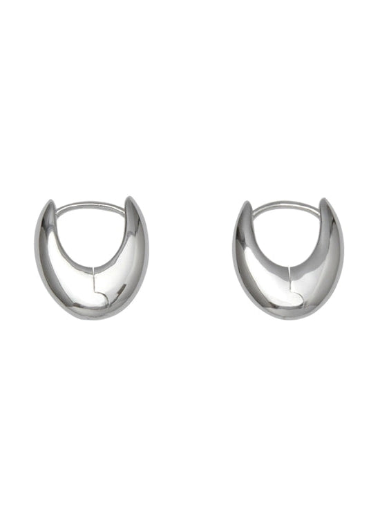 Round Silver Pierced Earrings_BDHL7463