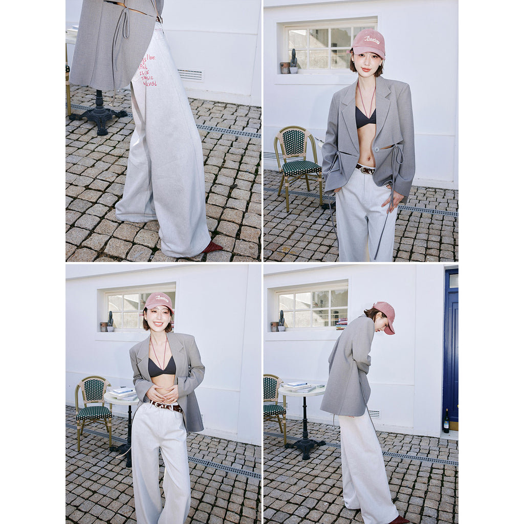 English Letter Print Straight Jeans_BDHL8233
