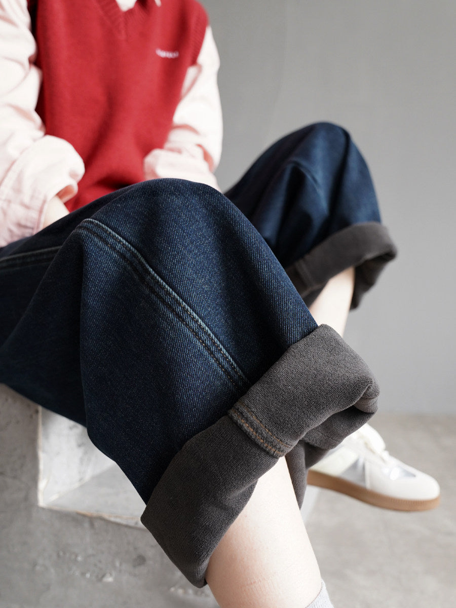 Lined Straight-Leg Denim Pants_BDHL8130