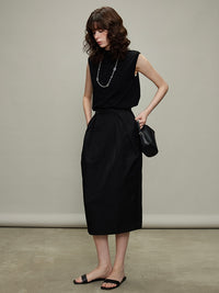 Bud Pleated Skirt &amp; Round Neck Vest_BDHL6331