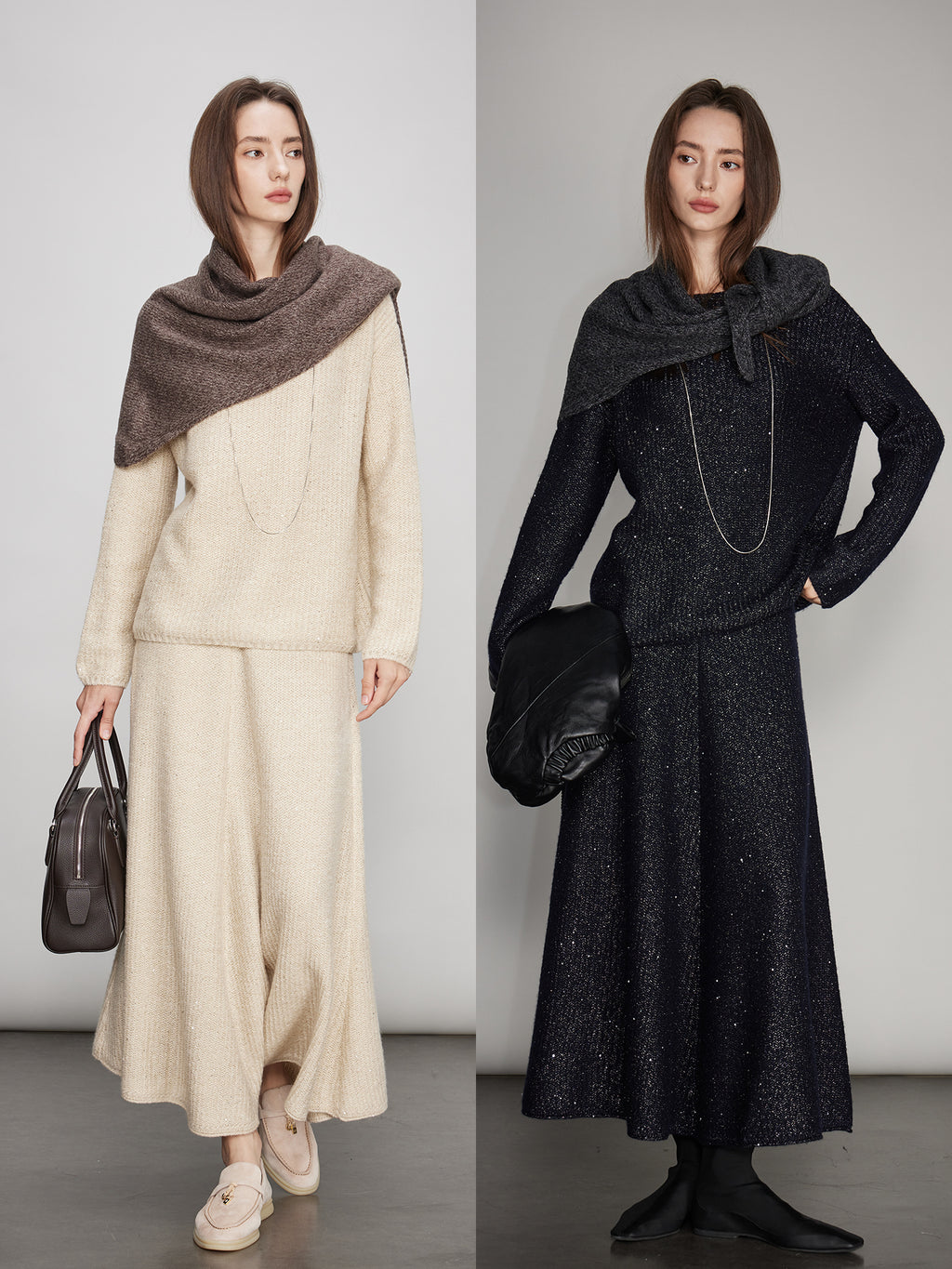 Round-Neck Knit Top Or A-Line Knit Skirt_BDHL7993