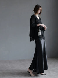 Lace-Trim Satin Mermaid Skirt_BDHL7297