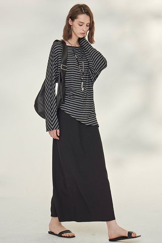 Striped Tops Or Stretch Slim Skirt_BDHL7739