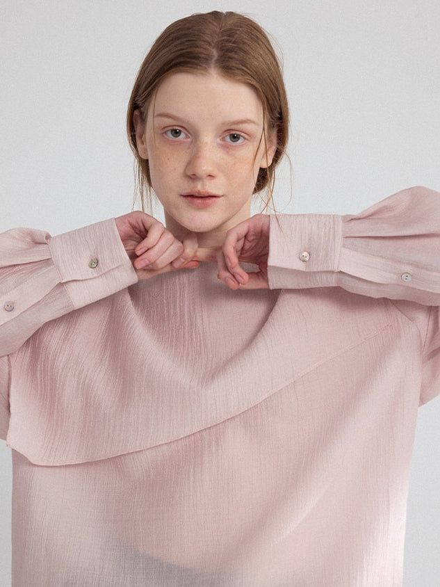 Asymmetrical Loose-Collar Blouse_BDHL8155