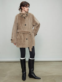 Stand Collar Fur Dress Jacket_BDHL6920