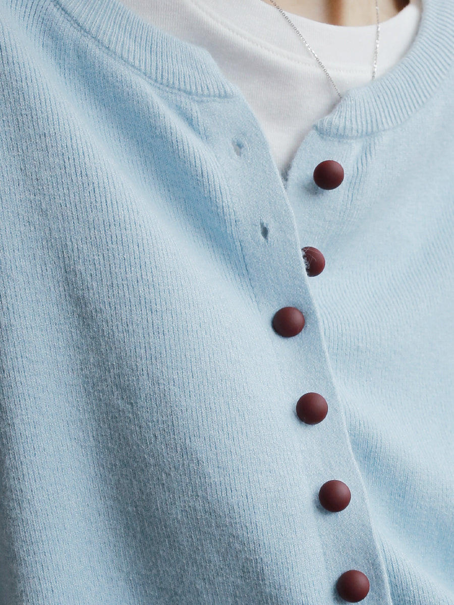 Round-Neck Embroidered Knit Cardigan_BDHL7764
