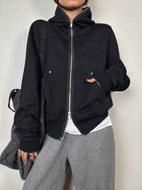 Hooded Sweatshirt Zipper Jacket_BDHL6650