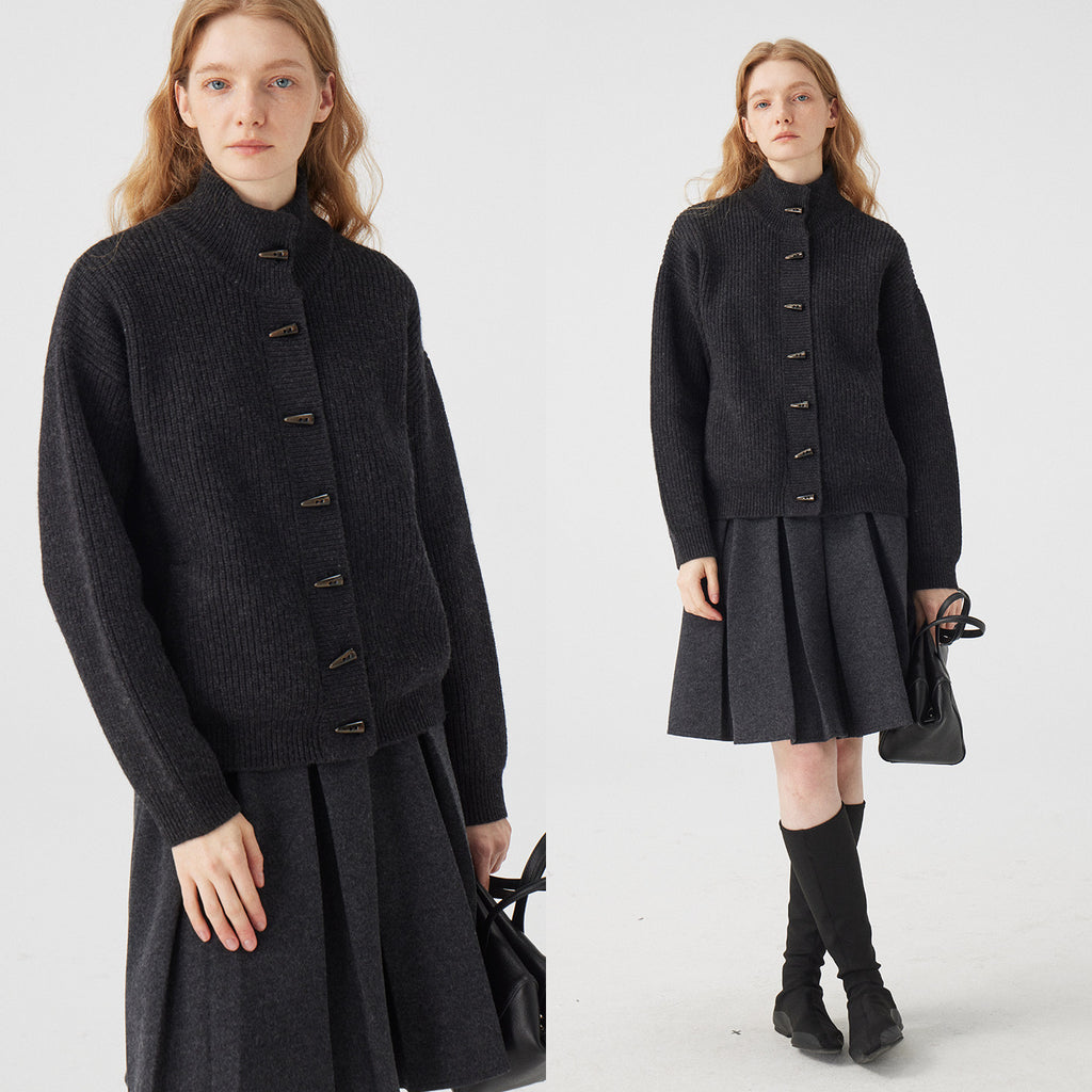 立領羅紋針織開襟衫_BDHL8117