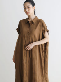 Loose-Fitting Waist Tie Slit Dress_BDHL7248