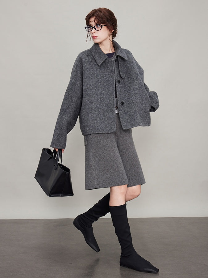 Velvet Stand Collar Short Coat_BDHL6674