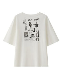 Double-Sided Printed White T-Shirt_BDHL5956