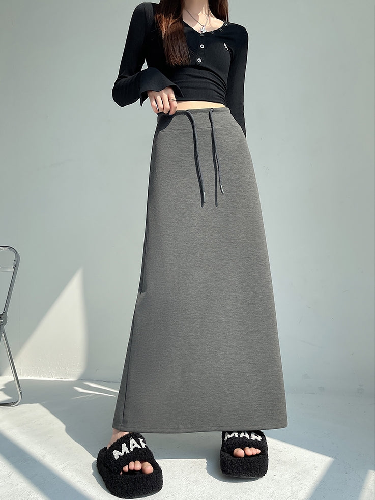 High-Waisted Slit Straight Skirt_BDHL7823