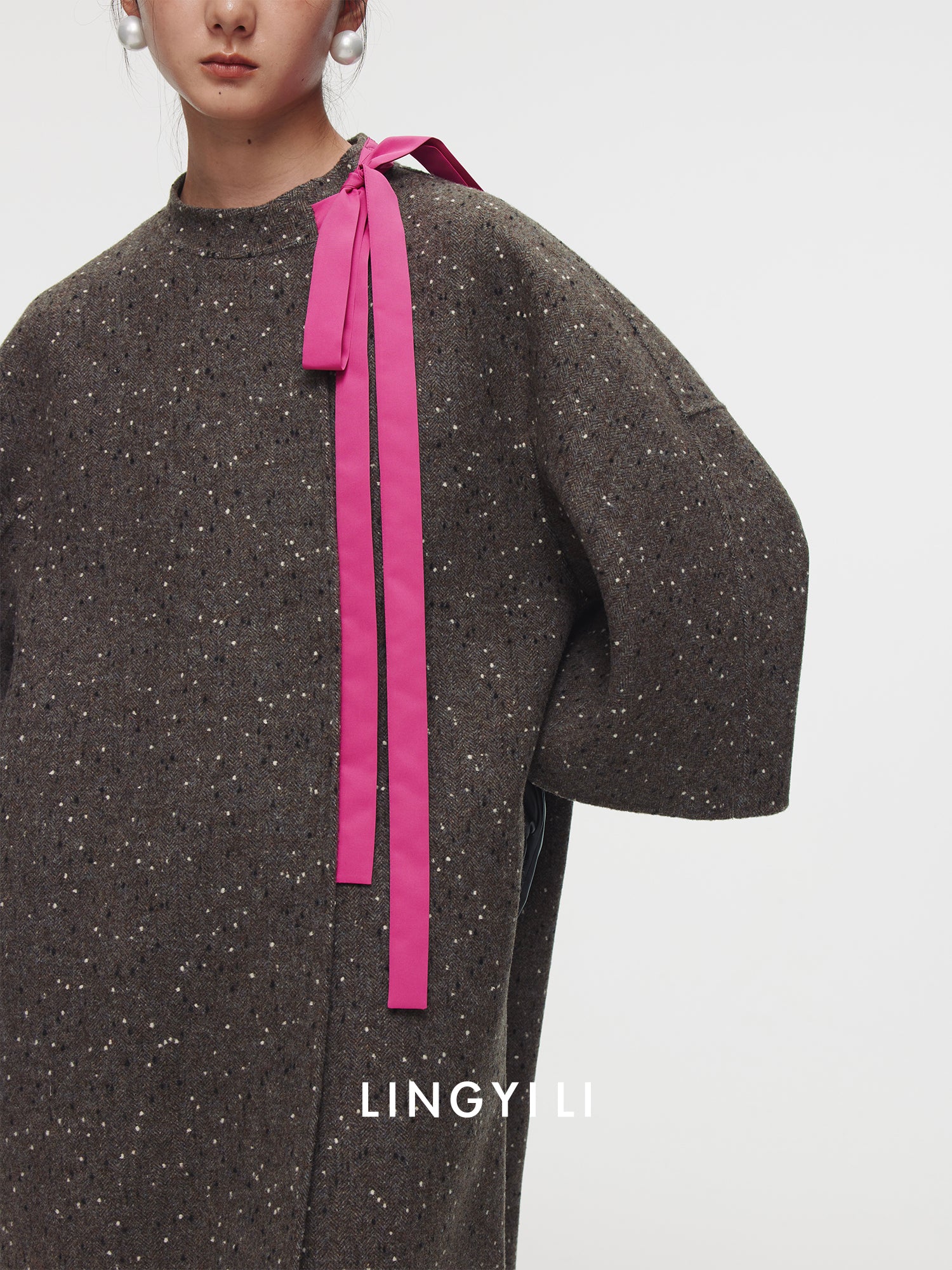 Ribbon Tie Collar Straight Coat_BDHL6758