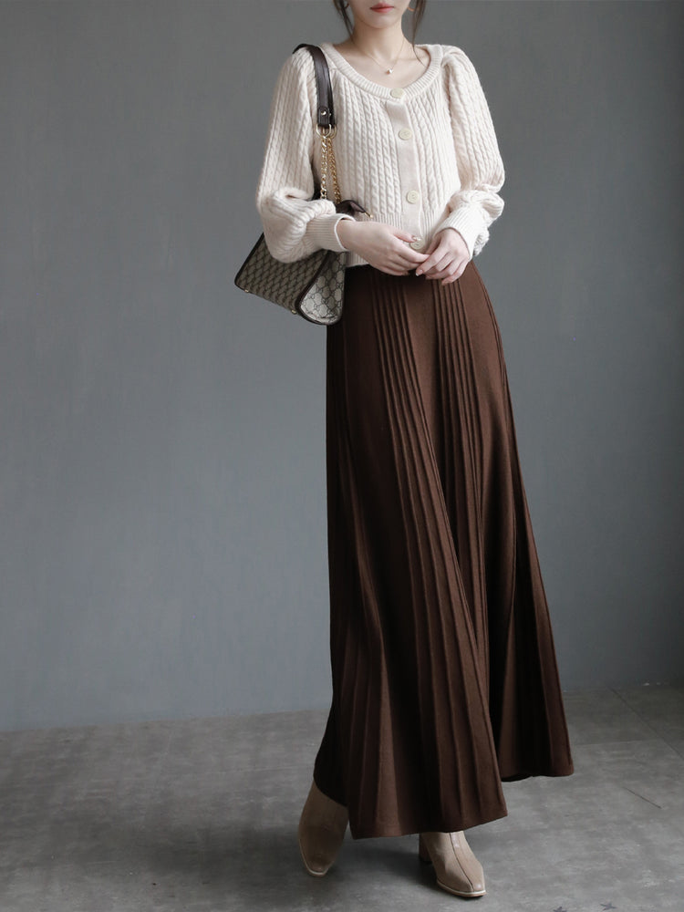 Large Drape Long Knitted Skirt_BDHL6719