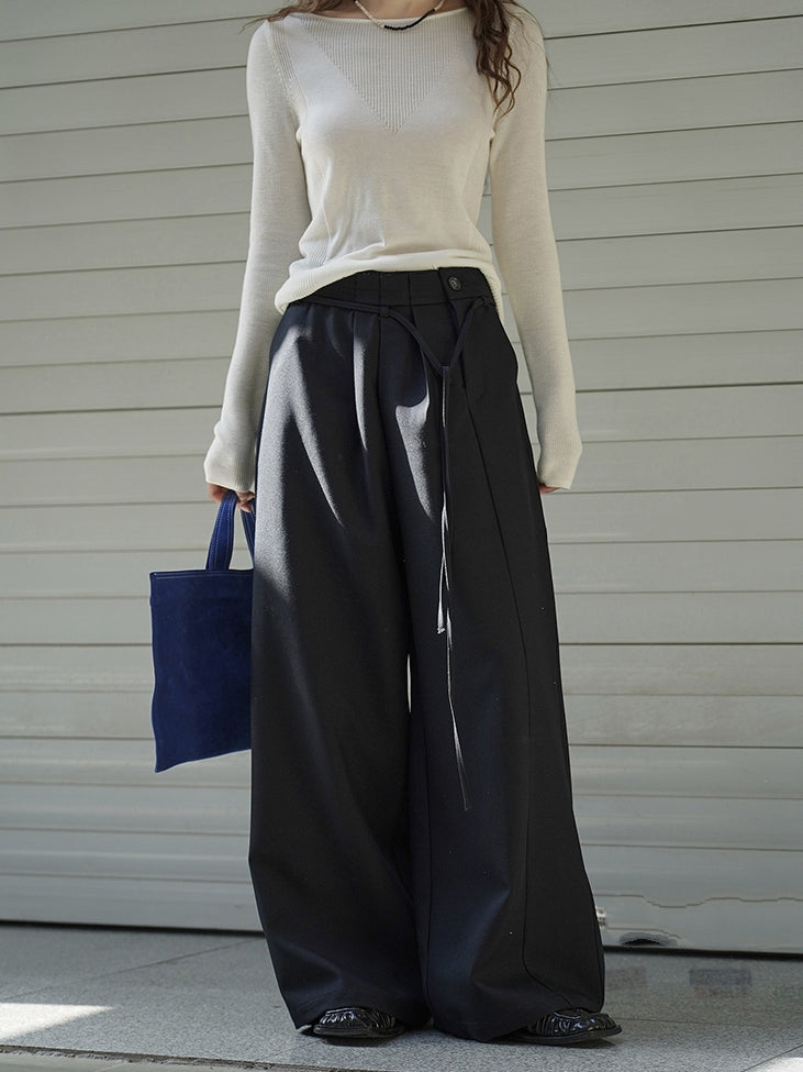Pleated Side-Drape Pants_BDHL7773