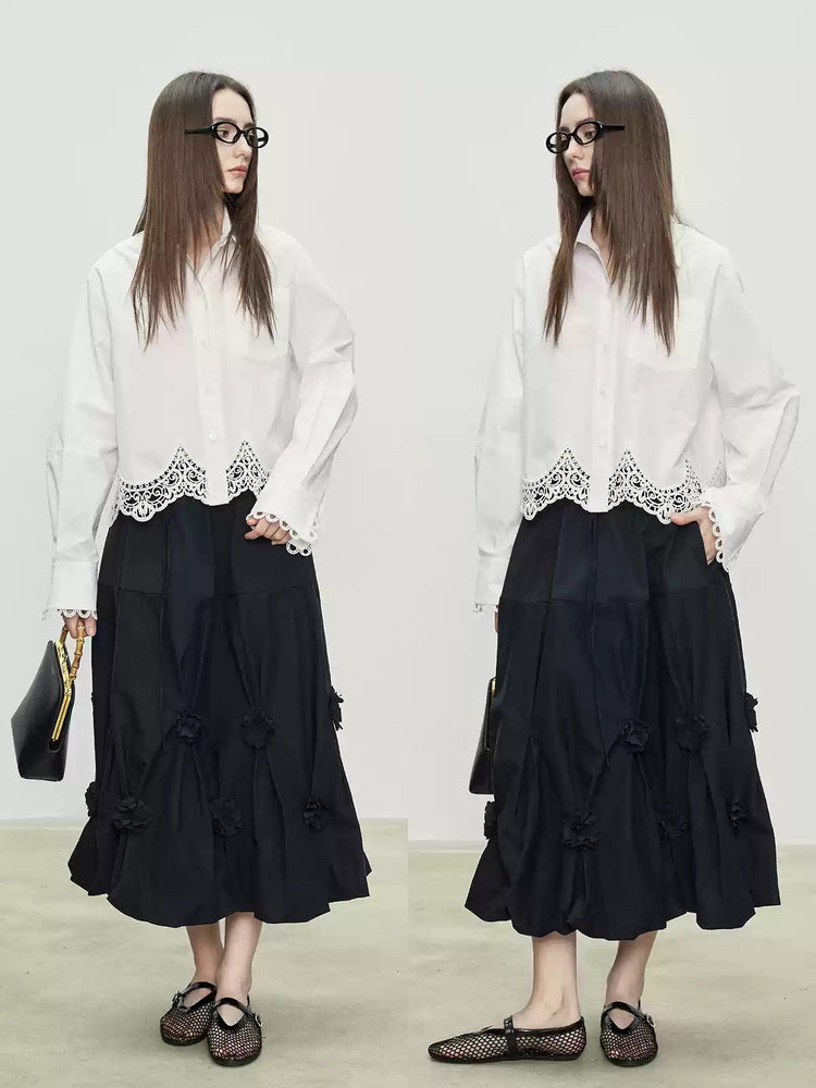 Flower Bud Elastic Pleated Skirt_BDHL7094