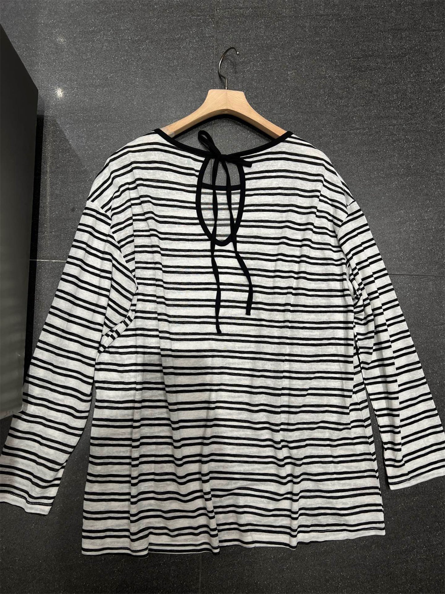 Back Tie Striped Tops_BDHL7613