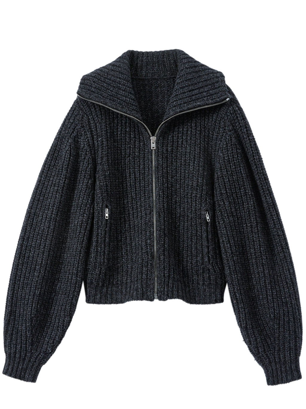 Thick Knitted Zip-Up Cardigan_BDHL8122