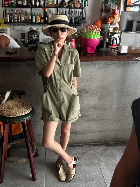 Thin Short Sleeve Cargo Jumpsuit_BDHL5998