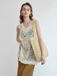 Tassel Lace Vest or Collarless Jacket_BDHL6142