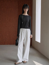 Striped Loose Wide Pants_BDHL6213