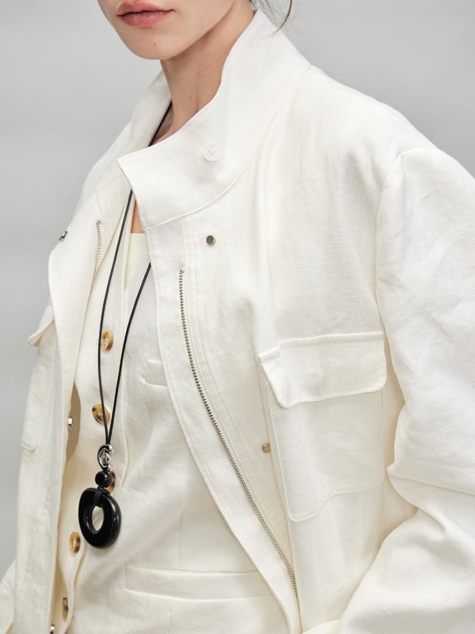 Stand-Up Collar Shirt Jacket_BDHL7278