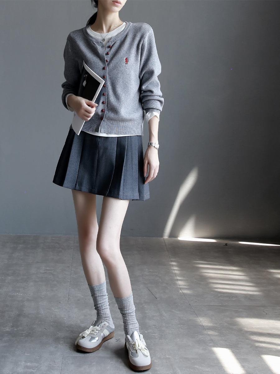 Round-Neck Embroidered Knit Cardigan_BDHL7764