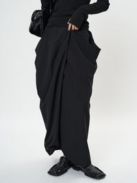 Irregular Pleated Long Skirt_BDHL6898