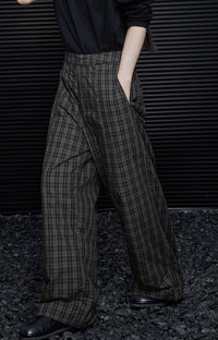 Checked Down Wide-Leg Pants_BDHL6575