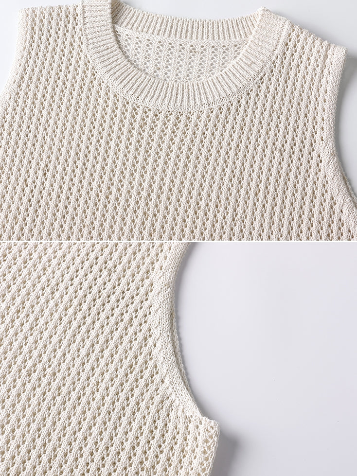 Round Neck Silk Knitted Vest_BDHL7400