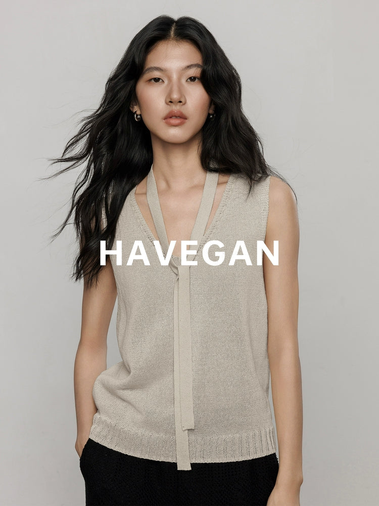 V-Neck Tie-Strap Knitted Vest_BDHL7477